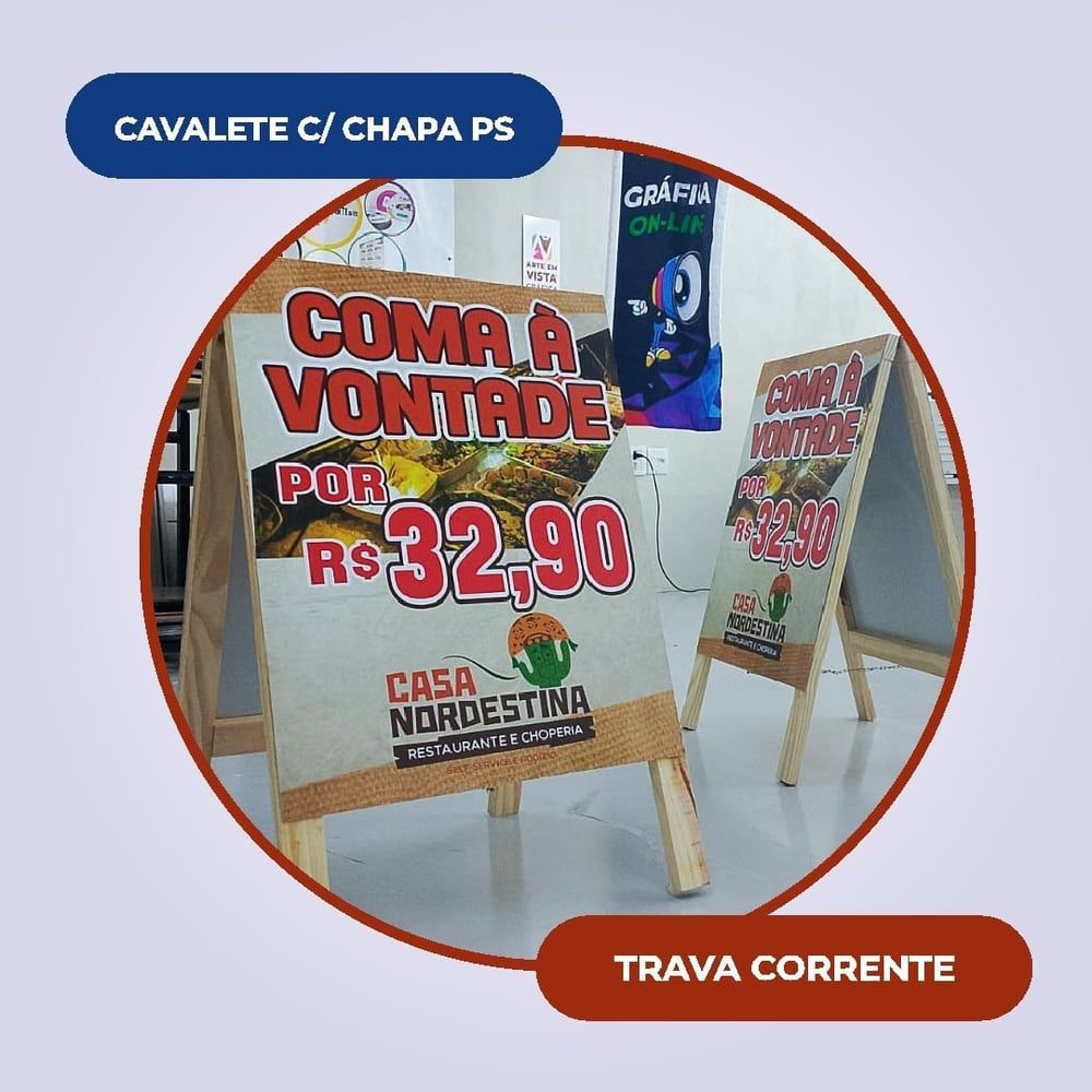 Cavalete de Madeira e Placas — exemplo 1 de 5